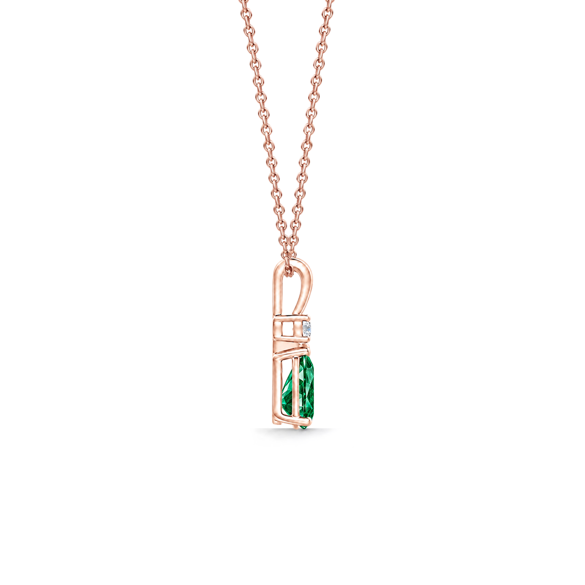 Emerald Premium & Diamond Teardrop V-Bale Necklace - Avery