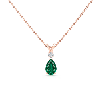 Emerald Exceptional & Diamond Teardrop V-Bale Necklace