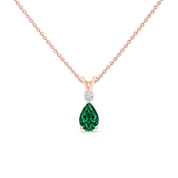 Lab Grown Emerald & Diamond Teardrop V-Bale Necklace - Avery