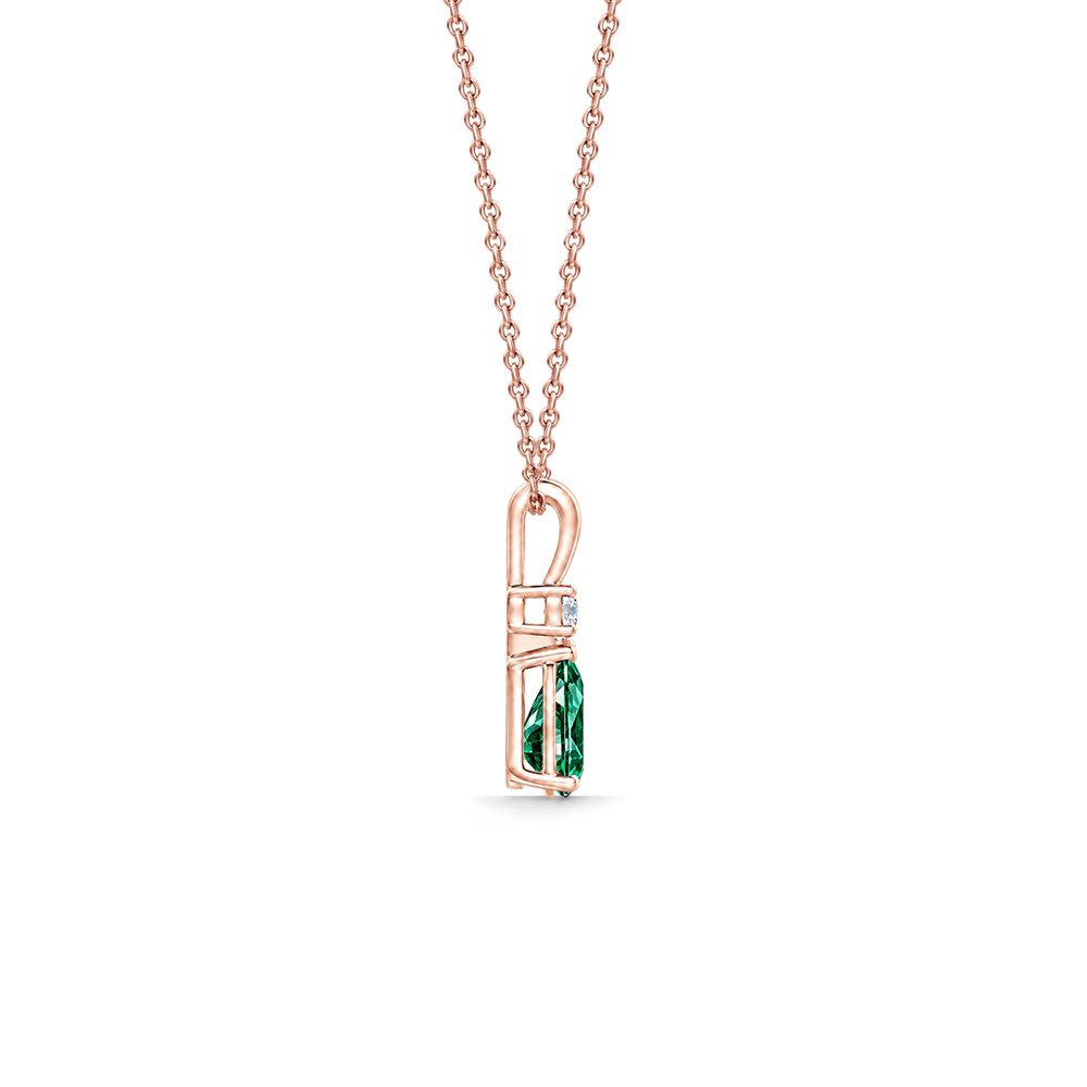 Lab Grown Emerald & Diamond Teardrop V-Bale Necklace - Avery
