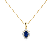 Blue Sapphire Fine Floral Diamond Halo Necklace - Genesis