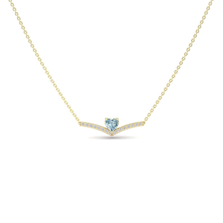 Aquamarine & Diamond Chevron Necklace - Summer