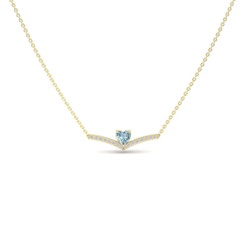 Aquamarine & Diamond Chevron Necklace - Summer