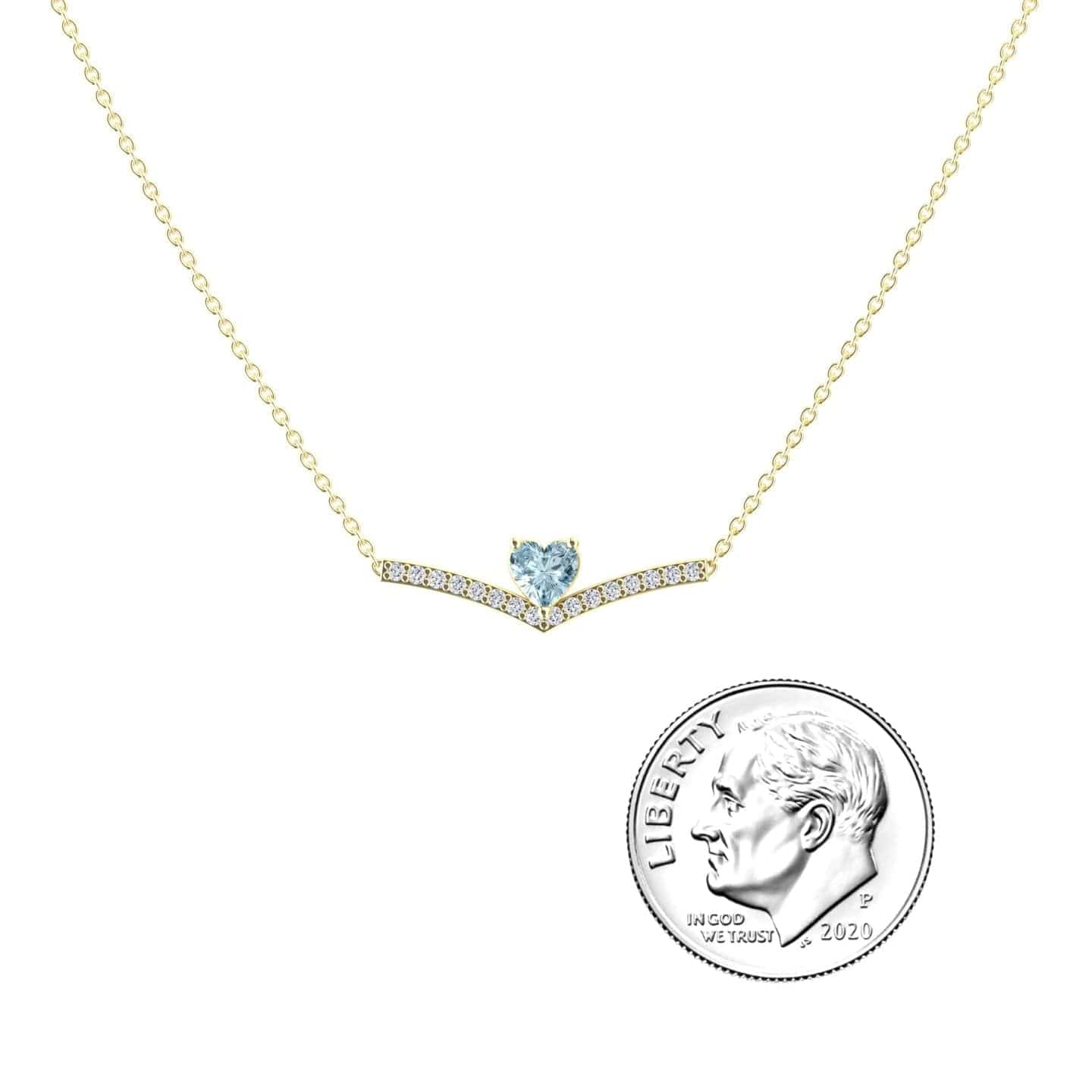 Aquamarine & Diamond Chevron Necklace - Summer