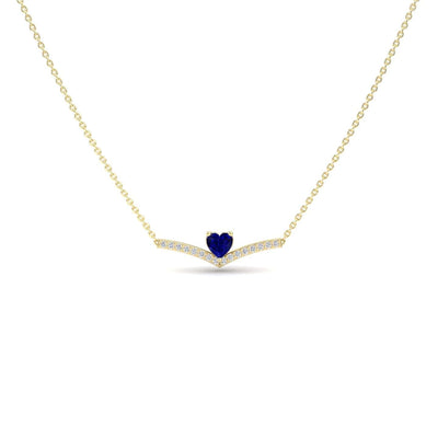 Lab Grown Blue Sapphire & Diamond Chevron Necklace
