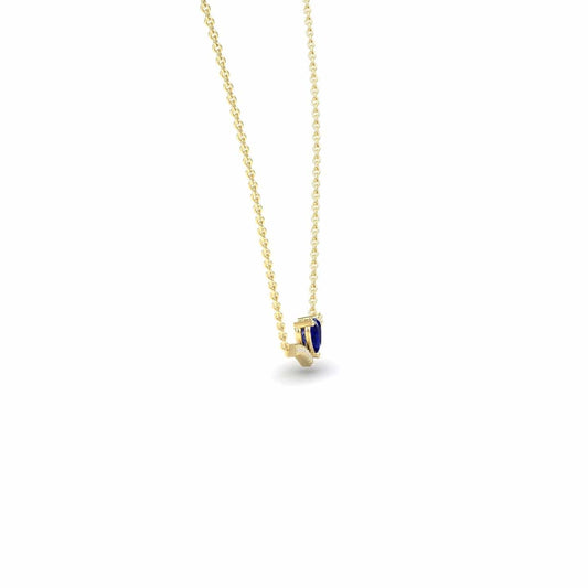 Lab Grown Blue Sapphire & Diamond Chevron Necklace - Summer