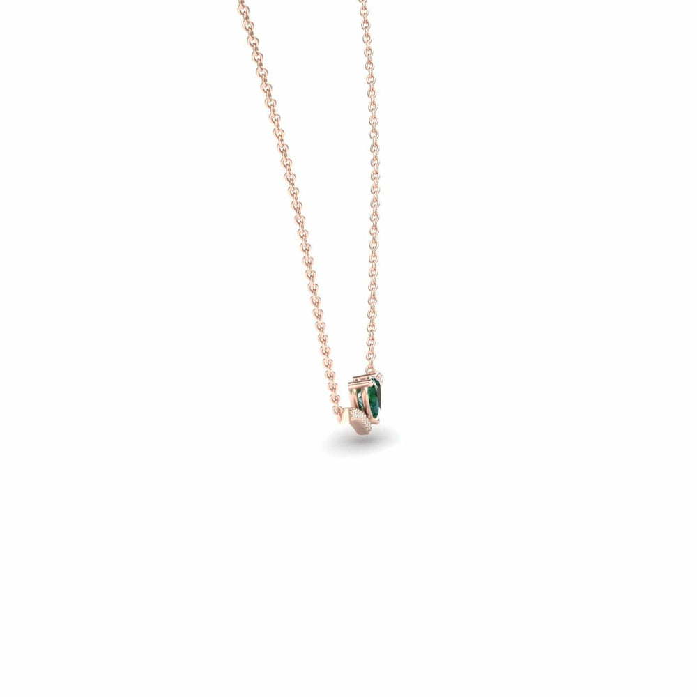Lab Grown Emerald & Diamond Chevron Necklace - Summer