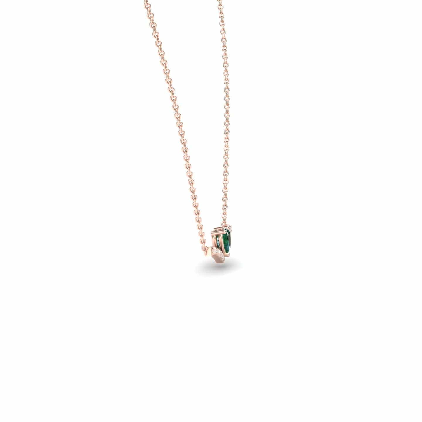 Lab Grown Emerald & Diamond Chevron Necklace - Summer