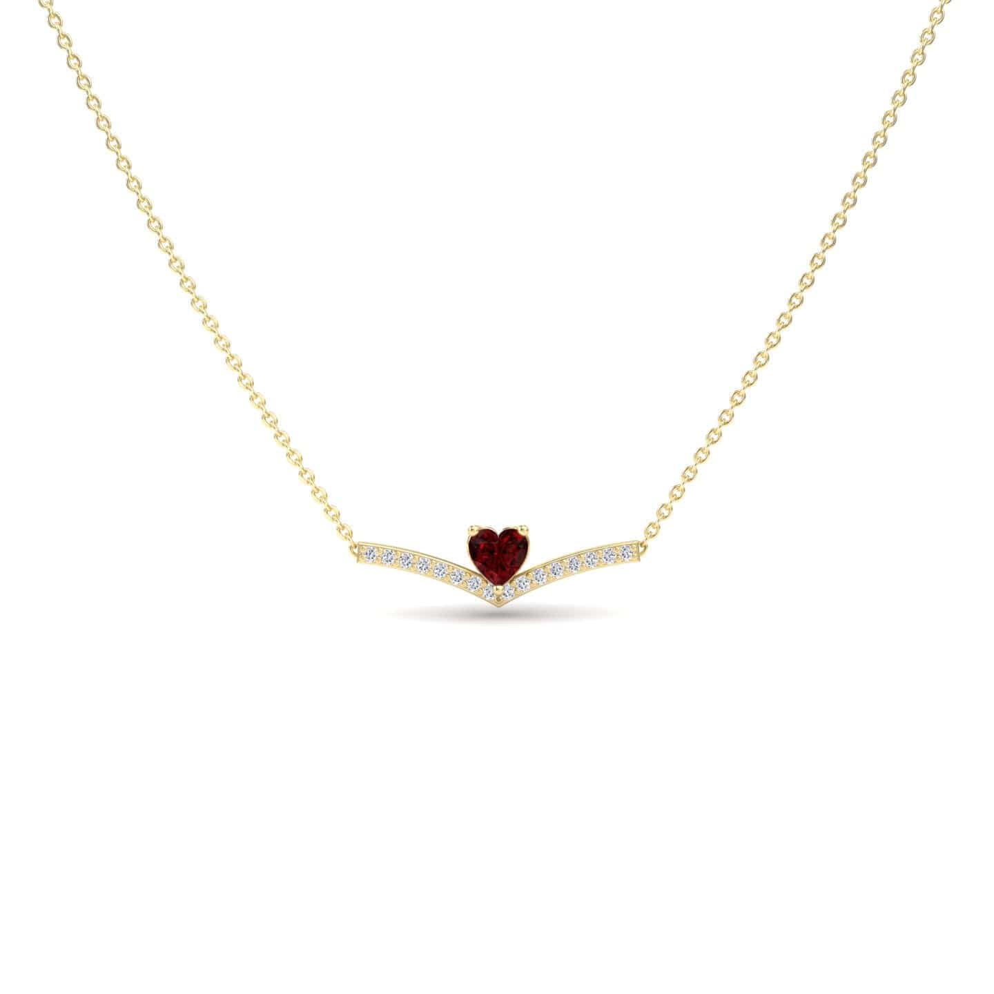 Lab Grown Ruby & Diamond Chevron Necklace - Summer