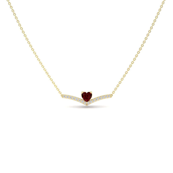 Lab Grown Ruby & Diamond Chevron Necklace - Summer