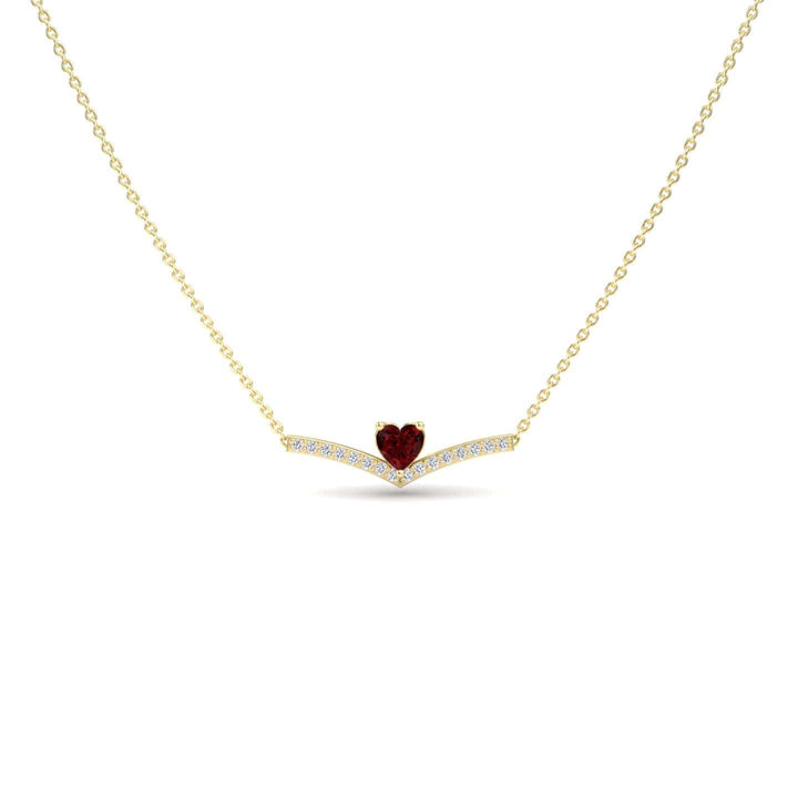 Lab Grown Ruby & Diamond Chevron Necklace - Summer