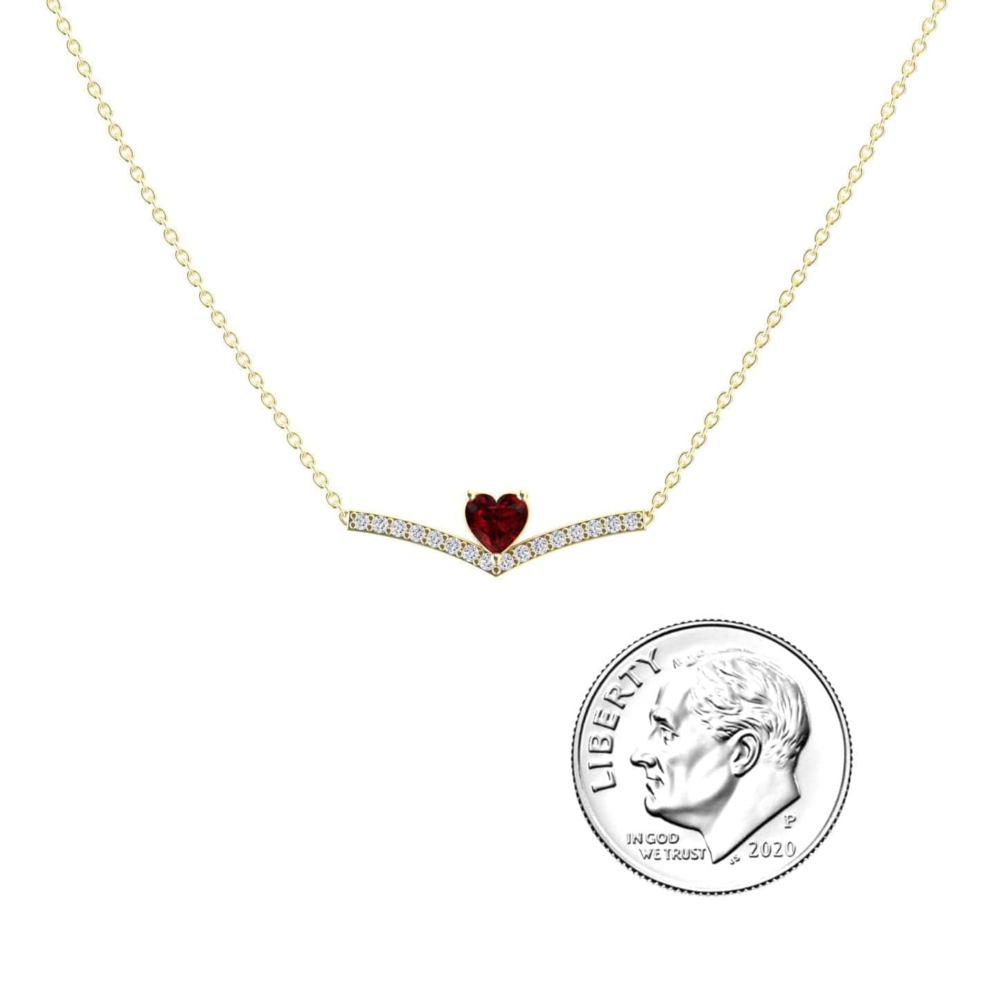 Lab Grown Ruby & Diamond Chevron Necklace - Summer