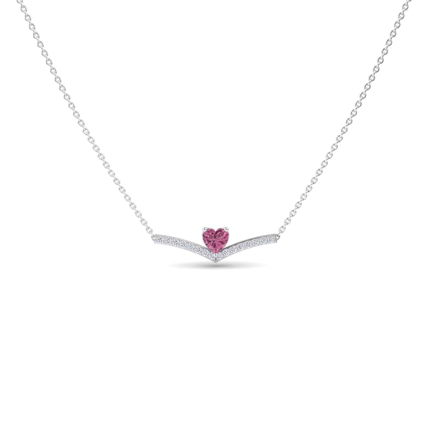 Pink Tourmaline & Diamond Chevron Necklace - Summer