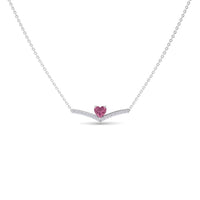 Pink Tourmaline & Diamond Chevron Necklace - Summer