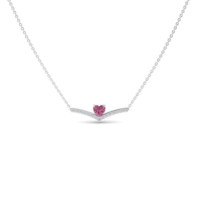 Pink Tourmaline & Diamond Chevron Necklace