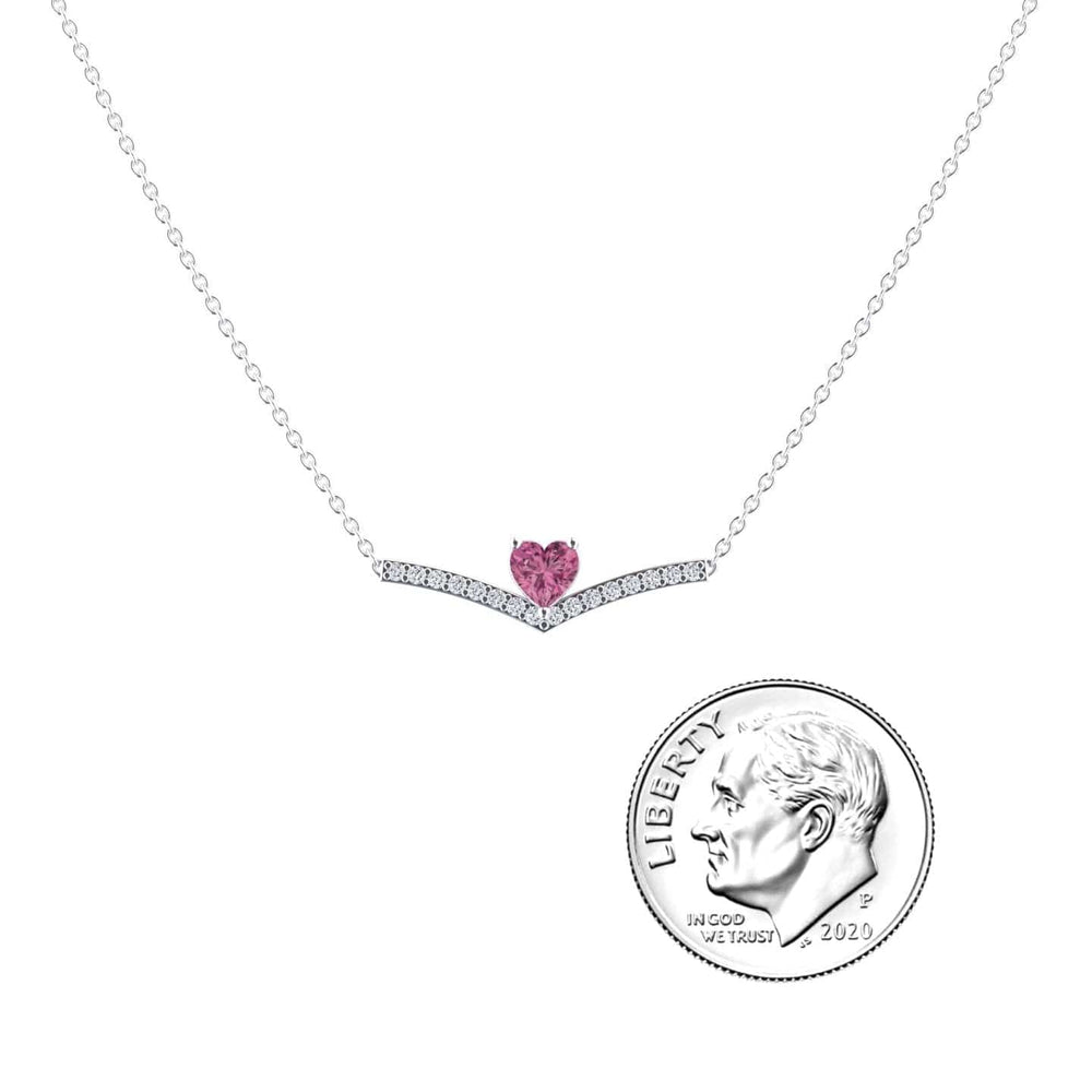 Pink Tourmaline & Diamond Chevron Necklace - Summer