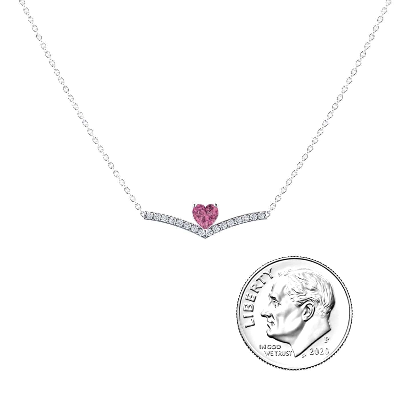 Pink Tourmaline & Diamond Chevron Necklace - Summer
