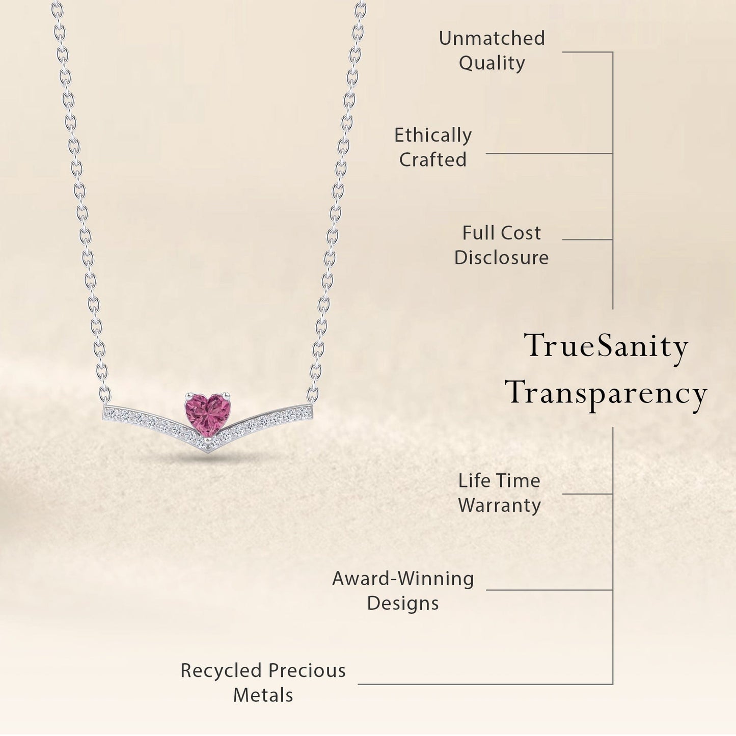 Pink Tourmaline & Diamond Chevron Necklace - Summer