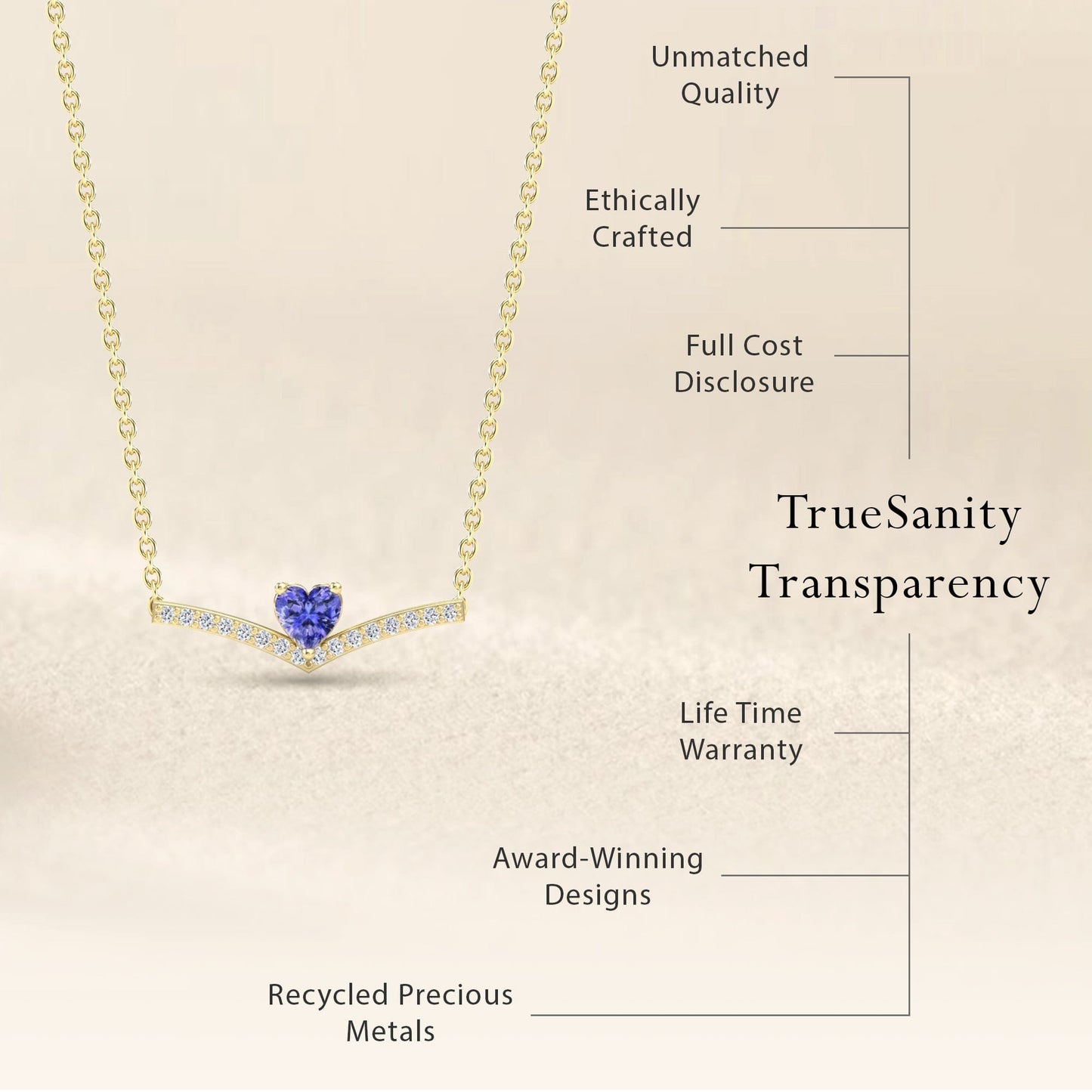 Tanzanite &  Diamond Chevron Necklace - Summer