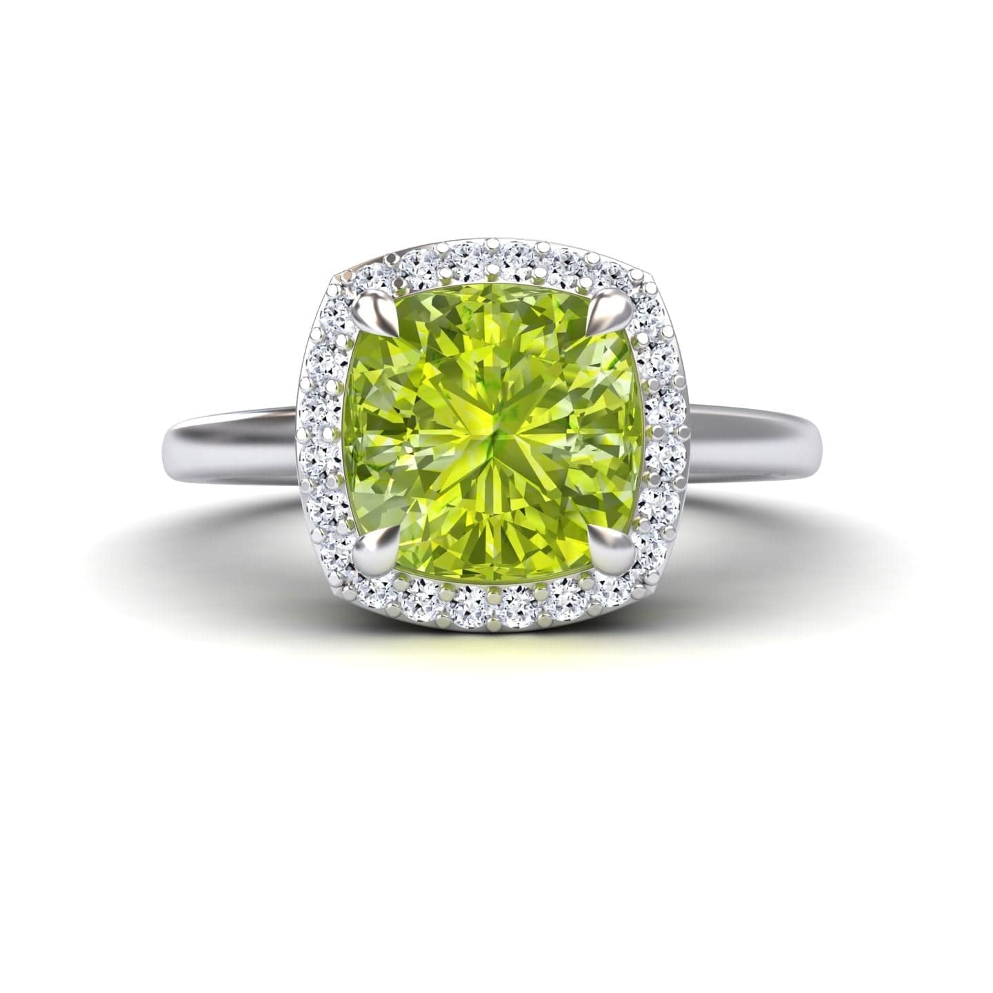 Peridot & Diamond Halo Ring - Ziva