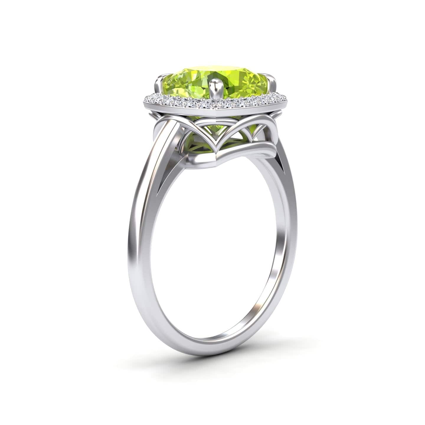 Peridot & Diamond Halo Ring - Ziva
