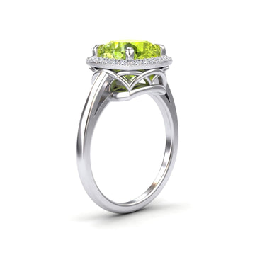Peridot & Diamond Halo Ring - Ziva