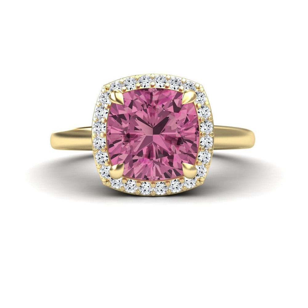 Pink Tourmaline & Diamond Halo Ring - Ziva