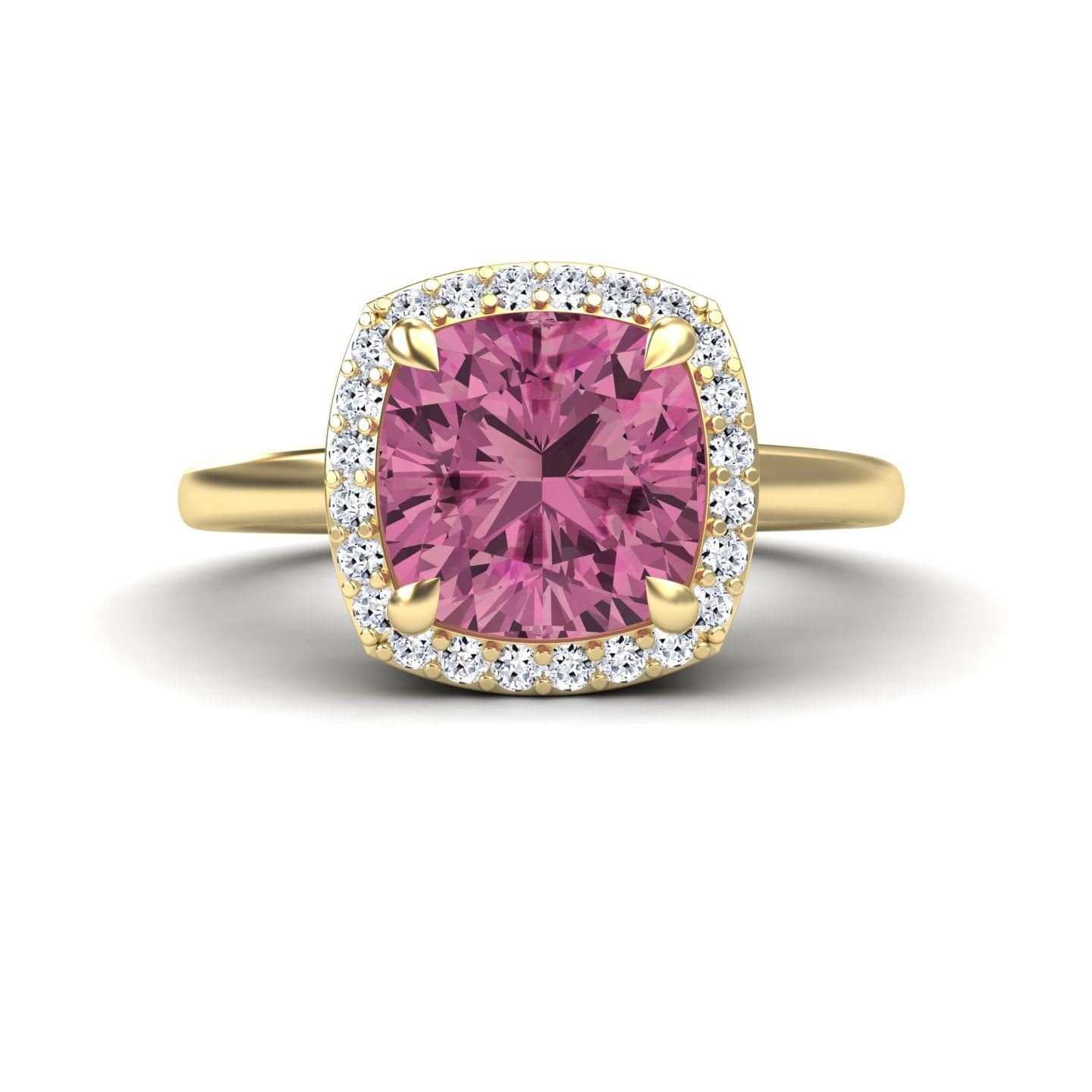 Pink Tourmaline & Diamond Halo Ring - Ziva