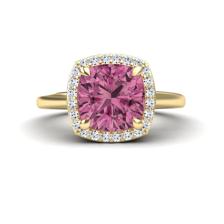 Pink Tourmaline & Diamond Halo Ring - Ziva