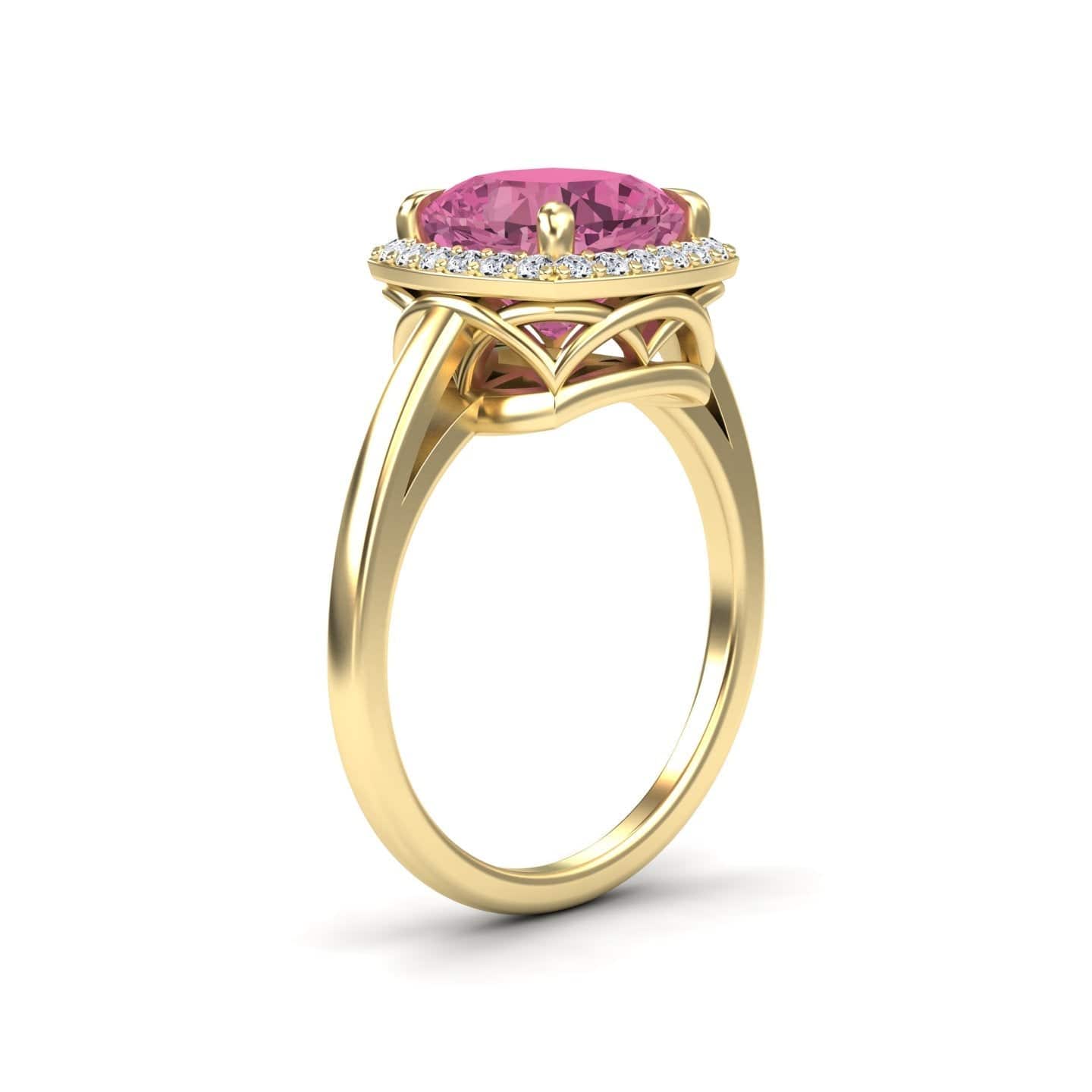 Pink Tourmaline & Diamond Halo Ring - Ziva