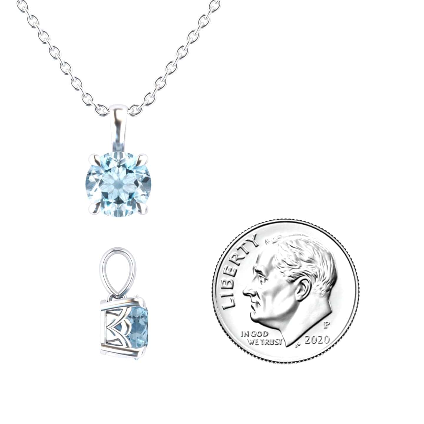 Aquamarine Solitaire Necklace - Aaradhya