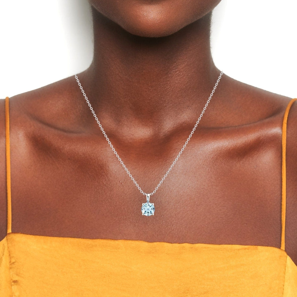 Aquamarine Solitaire Necklace - Aaradhya