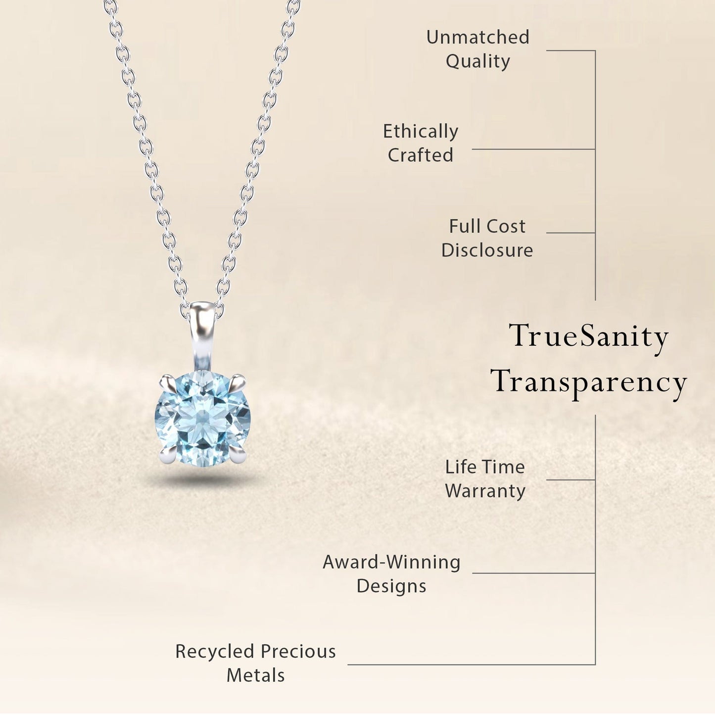 Aquamarine Solitaire Necklace - Aaradhya