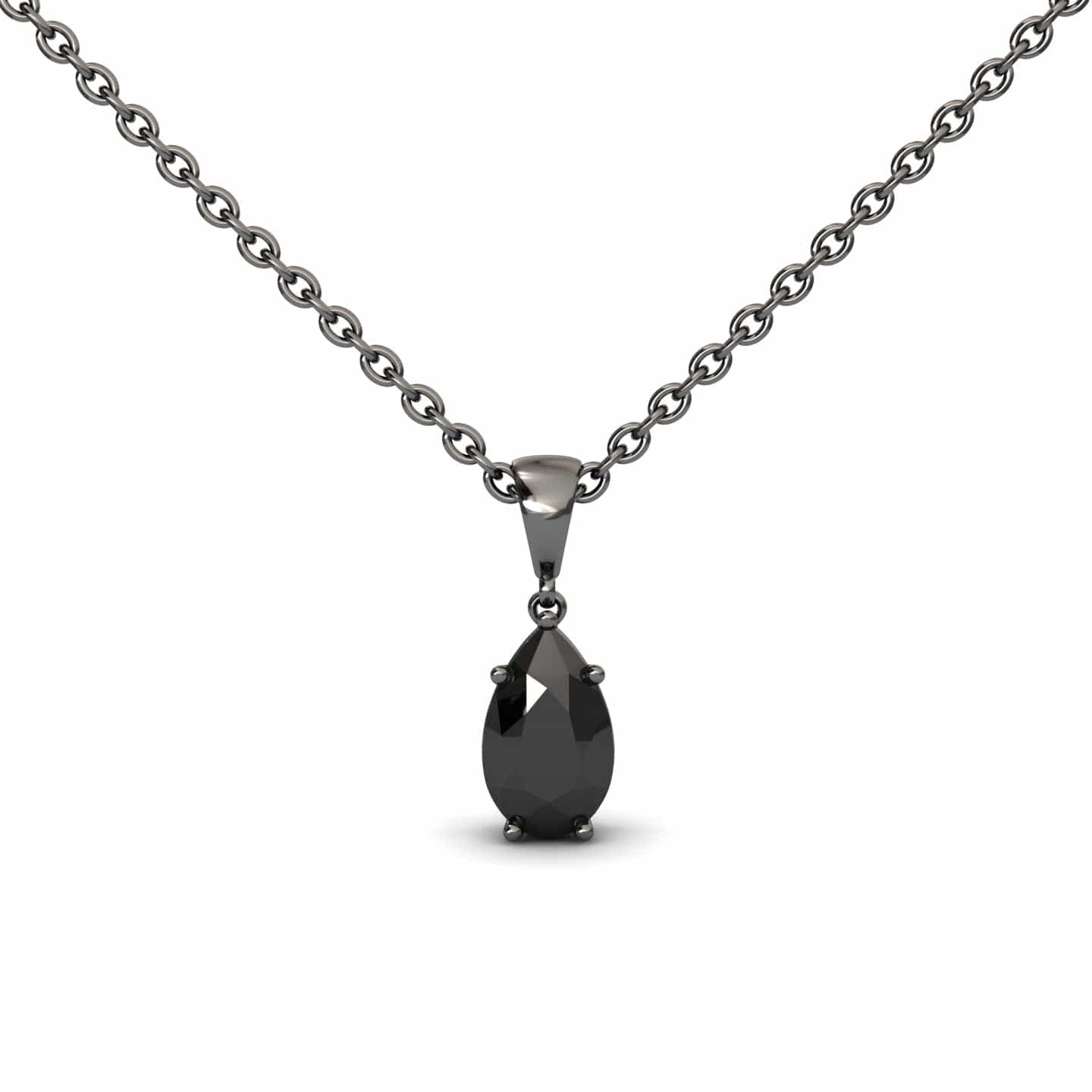 Black Diamond Four Prong Solitaire Necklace - Kirsten