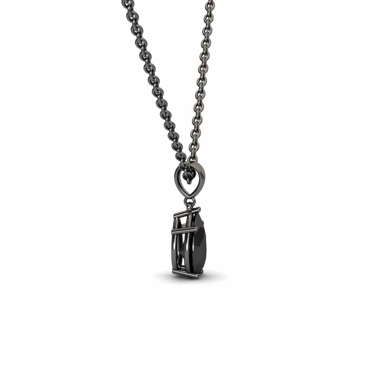 Black Diamond Four Prong Solitaire Necklace - Kirsten