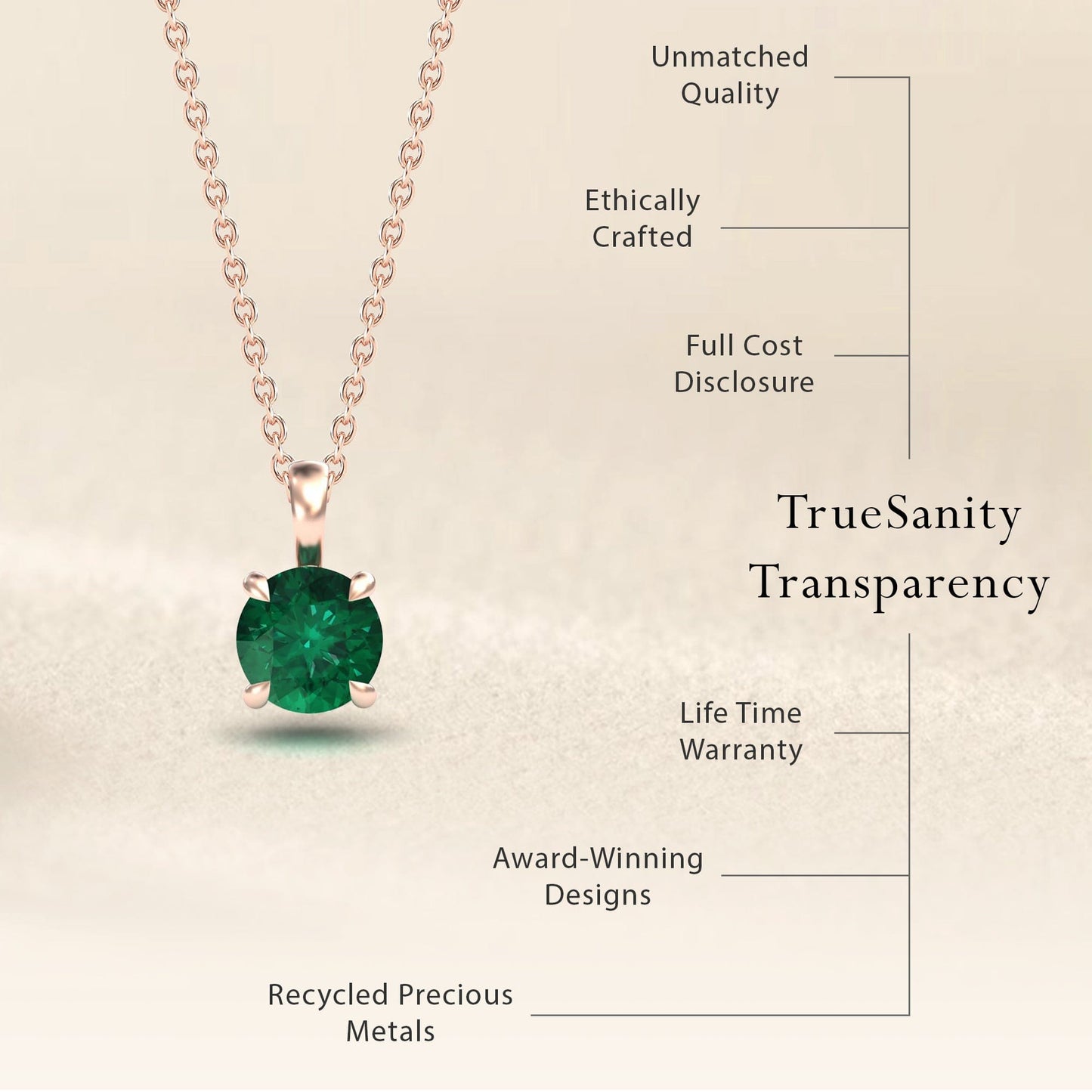 Lab Grown Emerald Solitaire Necklace - Aaradhya