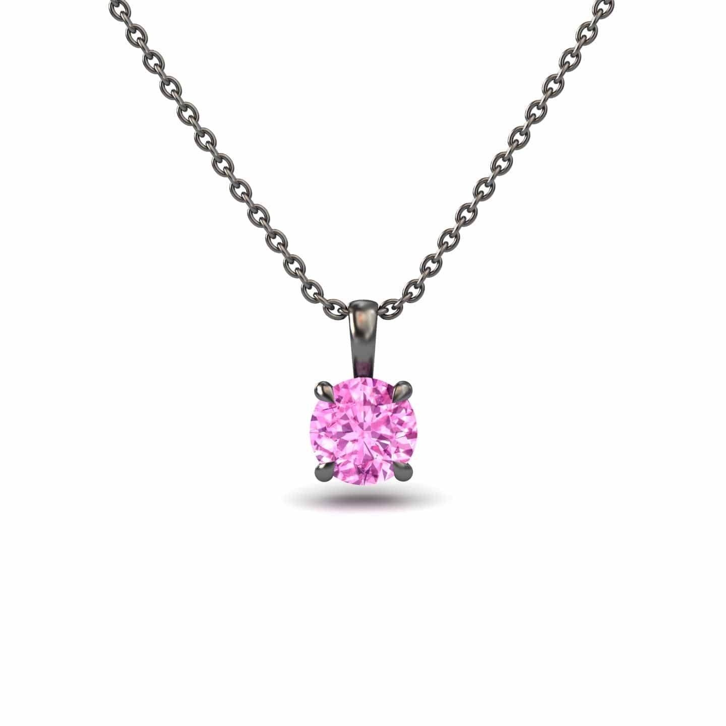 Lab Grown Pink Sapphire Solitaire Necklace - Aaradhya