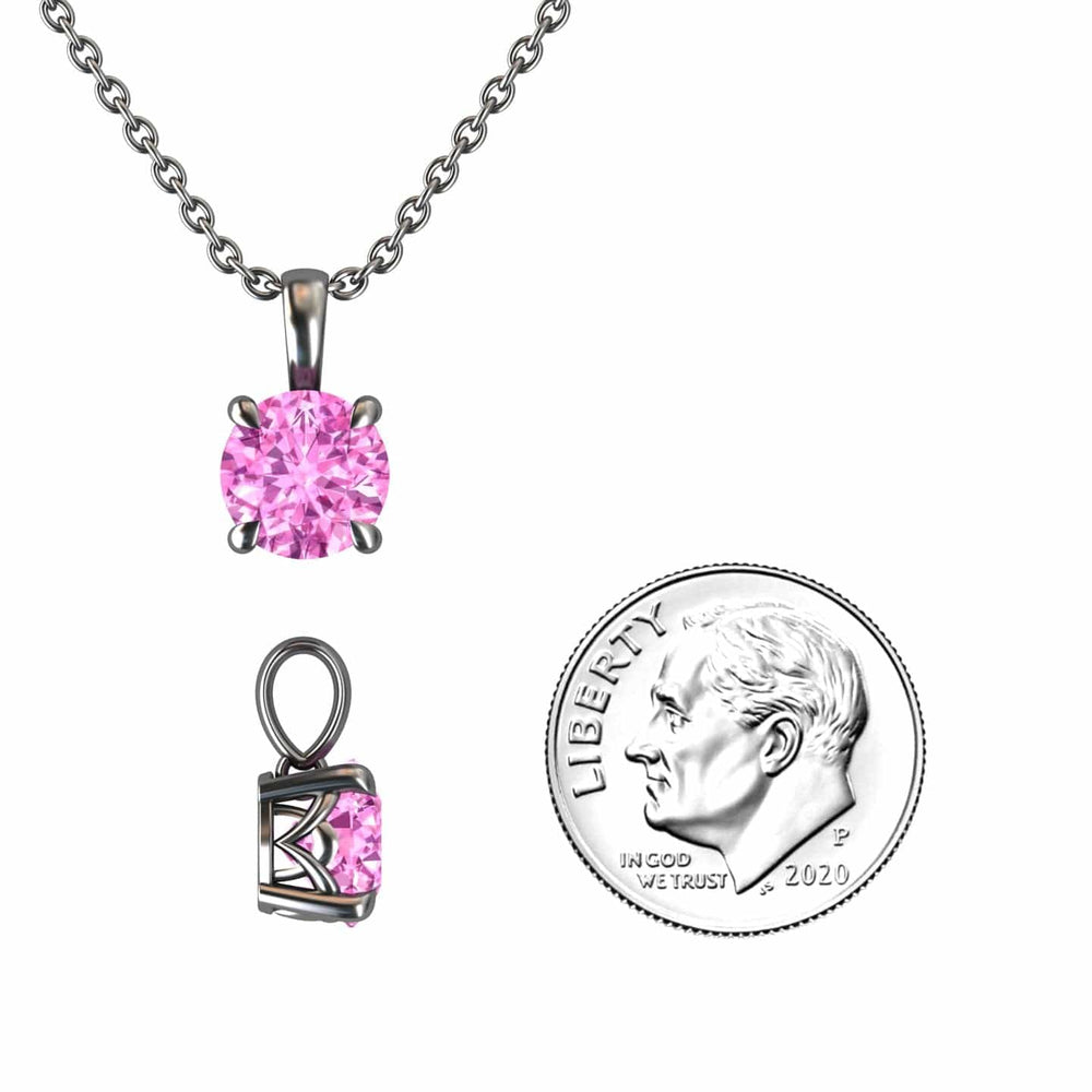 Lab Grown Pink Sapphire Solitaire Necklace - Aaradhya