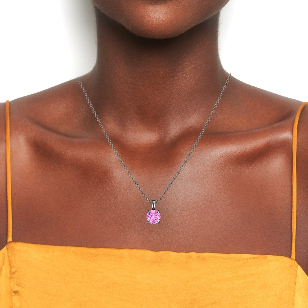 Lab Grown Pink Sapphire Solitaire Necklace - Aaradhya