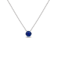 Blue Sapphire Exceptional Bezel-Set Solitaire Necklace, 0.33 ct, 14K White Gold, front view