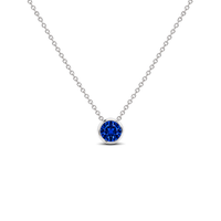 Lab Grown Blue Sapphire Exceptional Bezel-Set Solitaire Necklace, 0.33 ct, 14K White Gold, front view