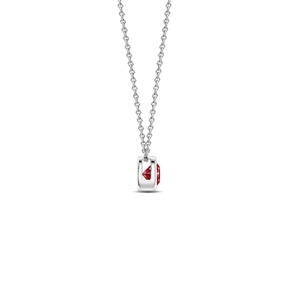 Ruby Bezel-Set Solitaire Necklace, 0.34 ct, 14K White Gold, side view