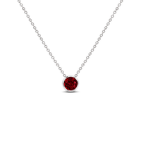Ruby Bezel-Set Solitaire Necklace, 0.34 ct, 14K White Gold, front view