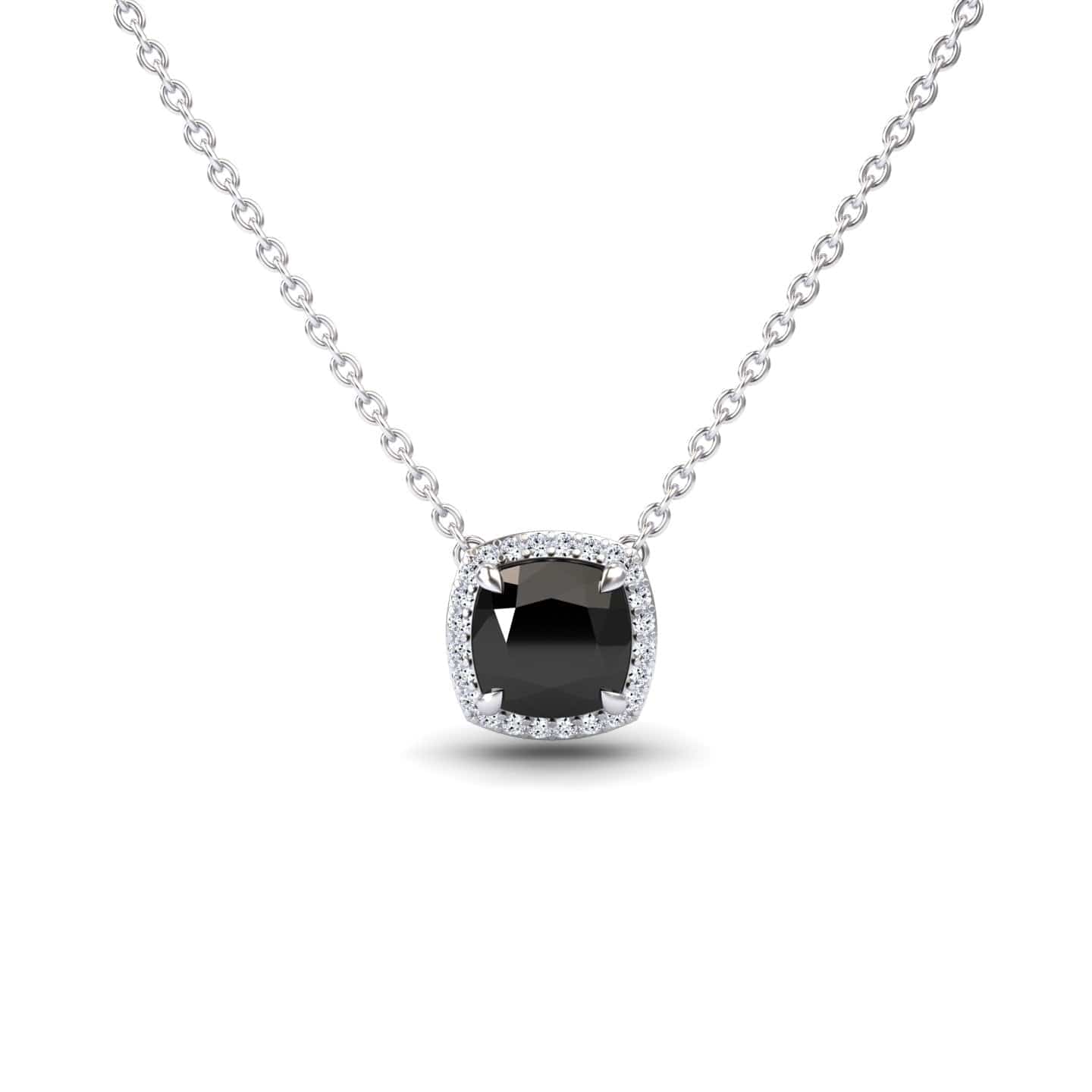 Black & White Diamond Halo Necklace - Yvonne