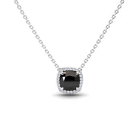 Black & White Diamond Halo Necklace - Yvonne
