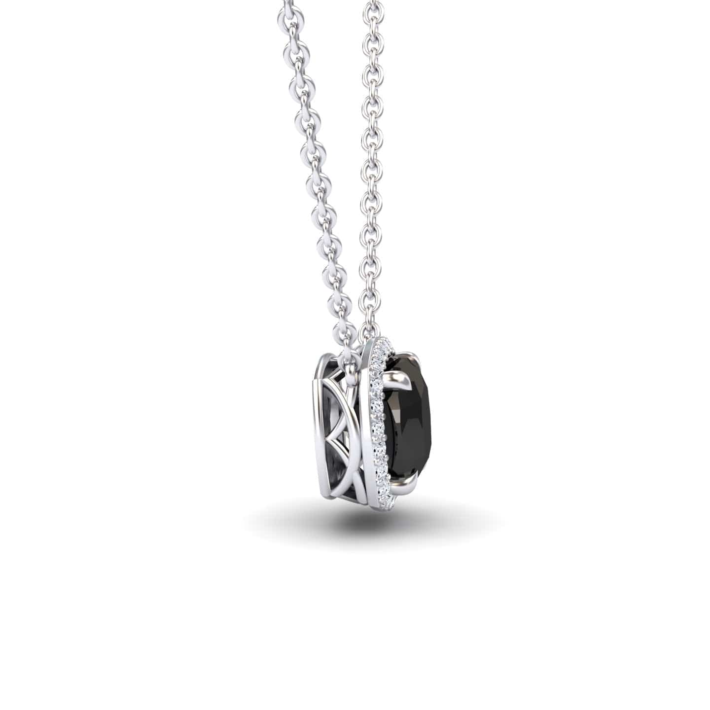 Black & White Diamond Halo Necklace - Yvonne