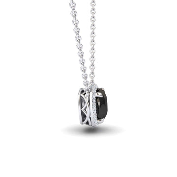 Black & White Diamond Halo Necklace - Yvonne