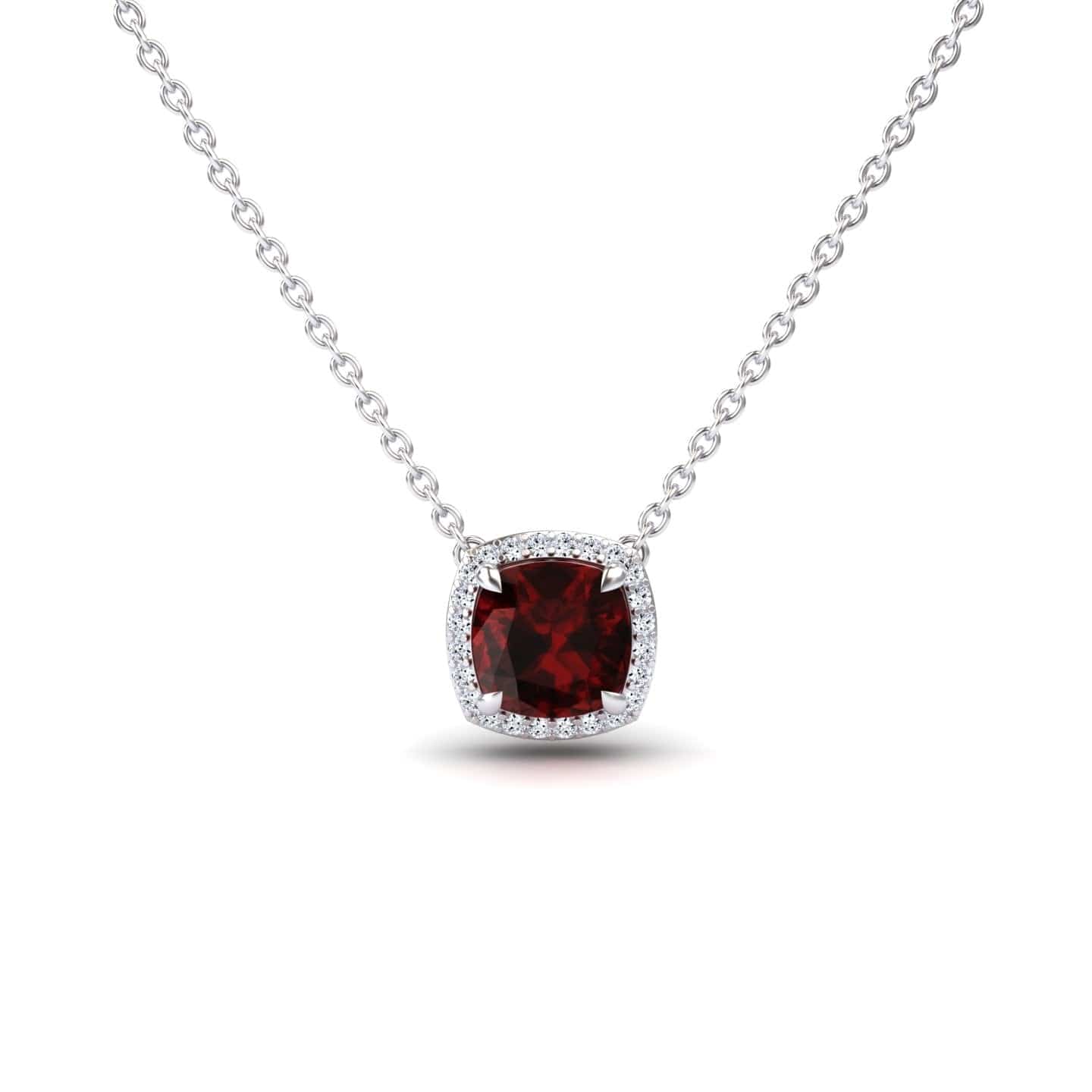 Garnet & Diamond Halo Necklace - Yvonne
