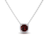 Garnet & Diamond Halo Necklace - Yvonne