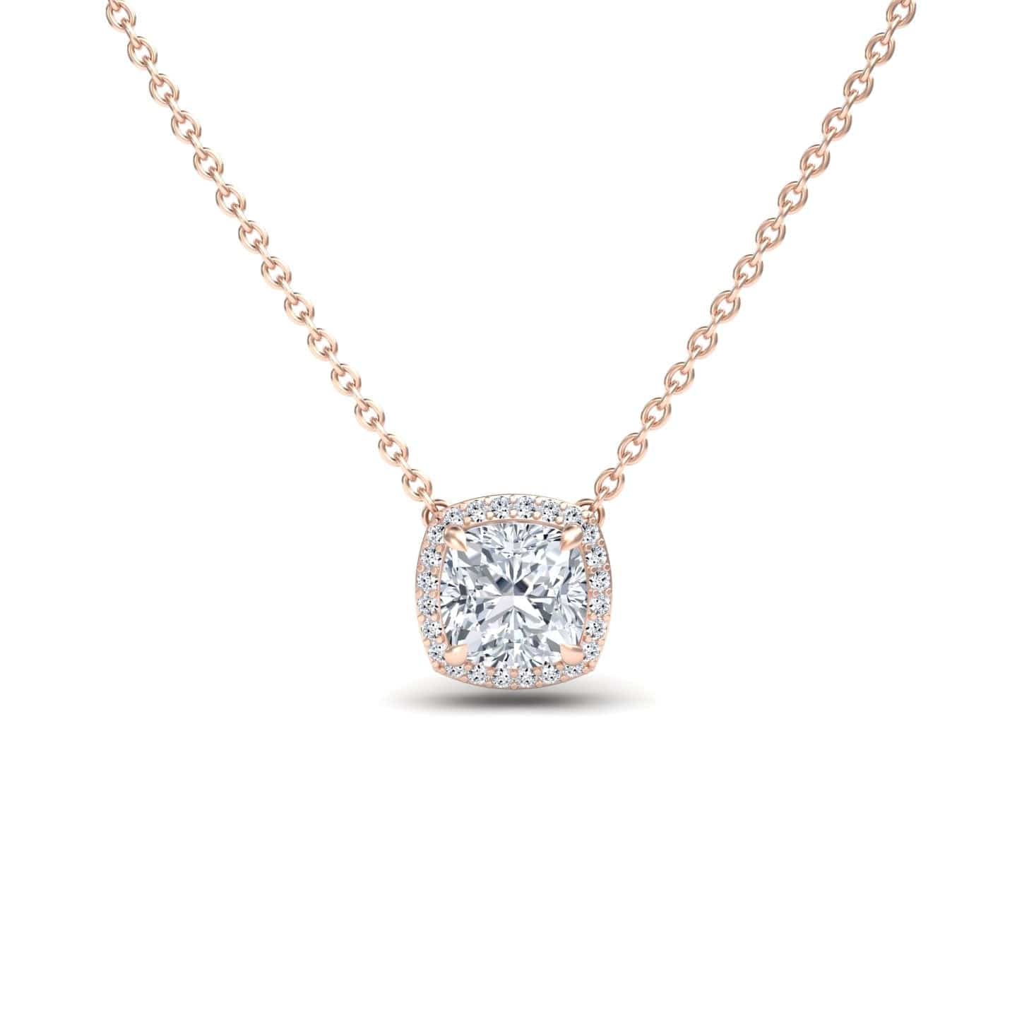 White Moissanite & Diamond Halo Necklace - Yvonne